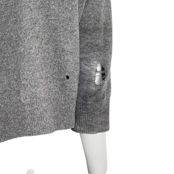 Raquel Allegra Women's Distroyed ripped 100% Cashmere Sweater in Gray sz 3 - Picture 12 of 13